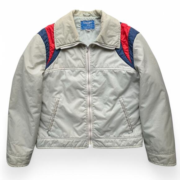 Vintage Other - True Vintage 70s Snuggler Skiwear Ski Jacket Nylon Puffer Varisty Stripe Gray